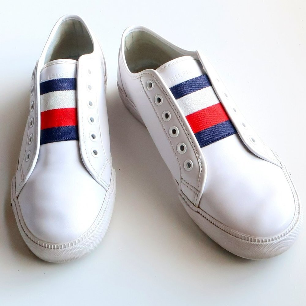 Tommy Hilfiger Anni White Red Blue Slip-on Sneakers Size 7 - Picture 3 of 16